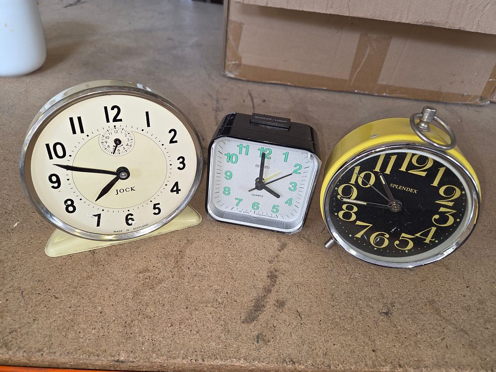 Lot 234 – A Trio of Vintage and Modern Alarm Clocks Including Westclox, Acctim and Splendex