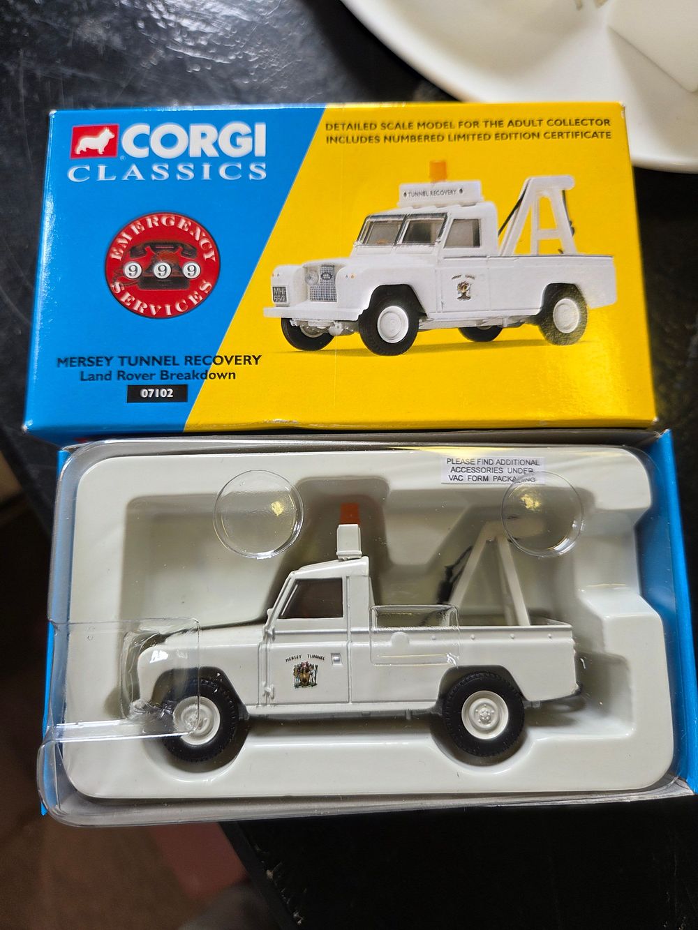 Lot 364 – Corgi Classics 07102 Mersey Tunnel Recovery Land Rover Breakdown Model