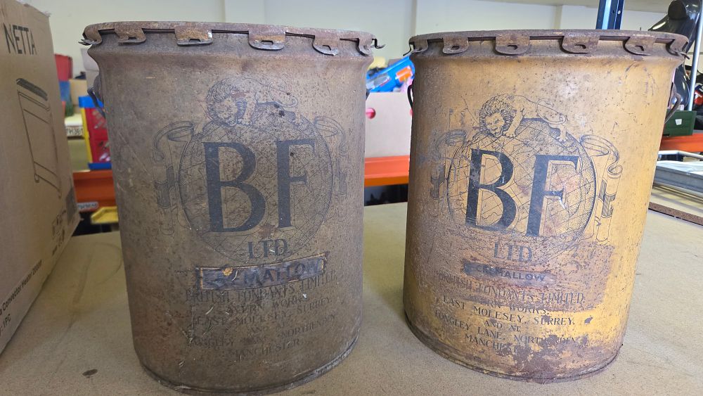 Lot 279 – A Pair of Vintage British Fondants Limited Cremallow Industrial Metal Pails