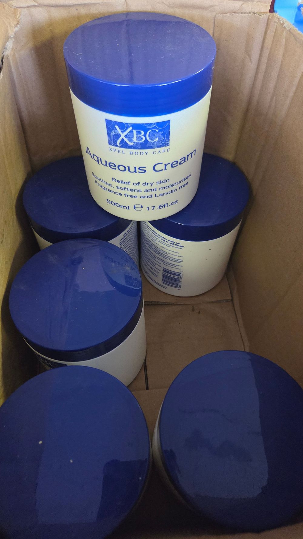 Lot 283 – Six 500ml Tubs of XBC Xpel Body Care Aqueous Cream