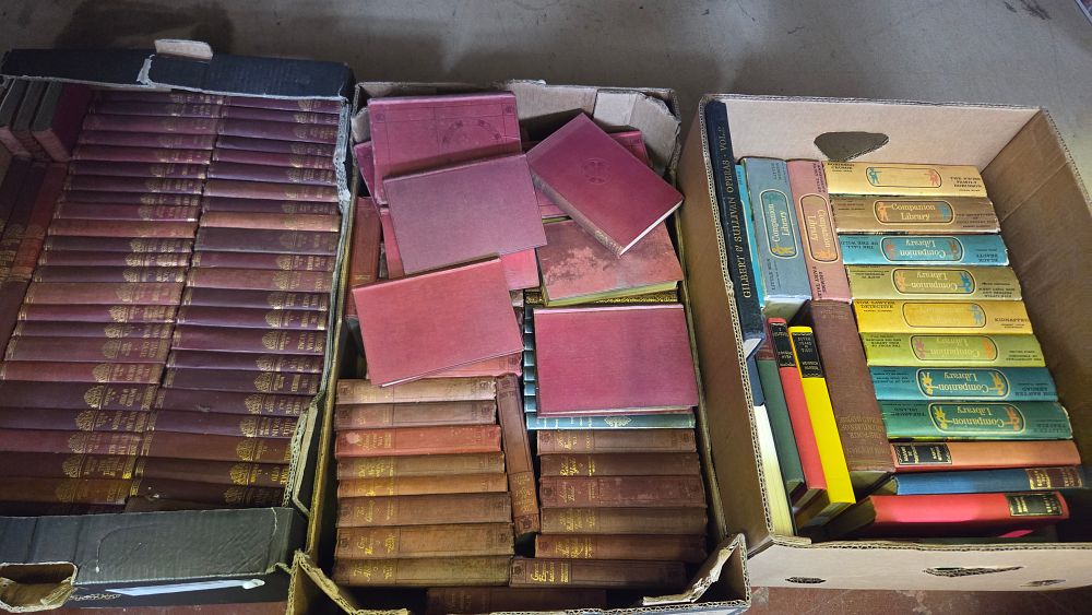 Lot 295 – Three Boxes of Cloth-Bound Literature Including Sir Walter Scott’s Waverley Novels and the Companion Library