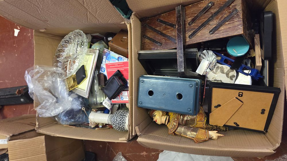 Lot 296 – Two Boxes of Decorative Objects and Household Items