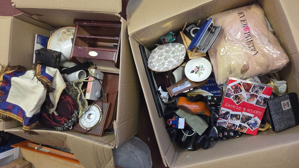 Lot 297 – Two Boxes of Vintage Household Collectables and Miscellaneous Items