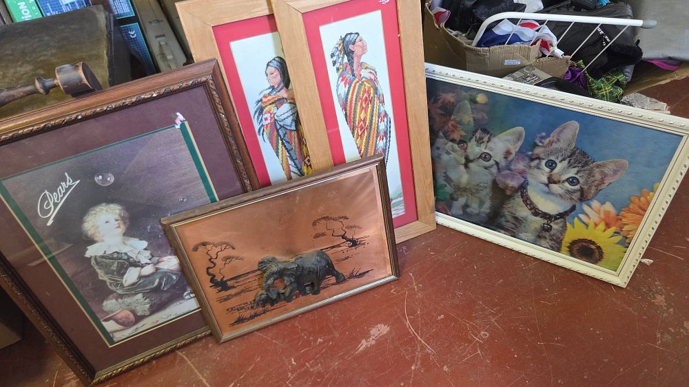 Lot 349 – A Collection of Framed Decorative Prints and a Wall Plaque