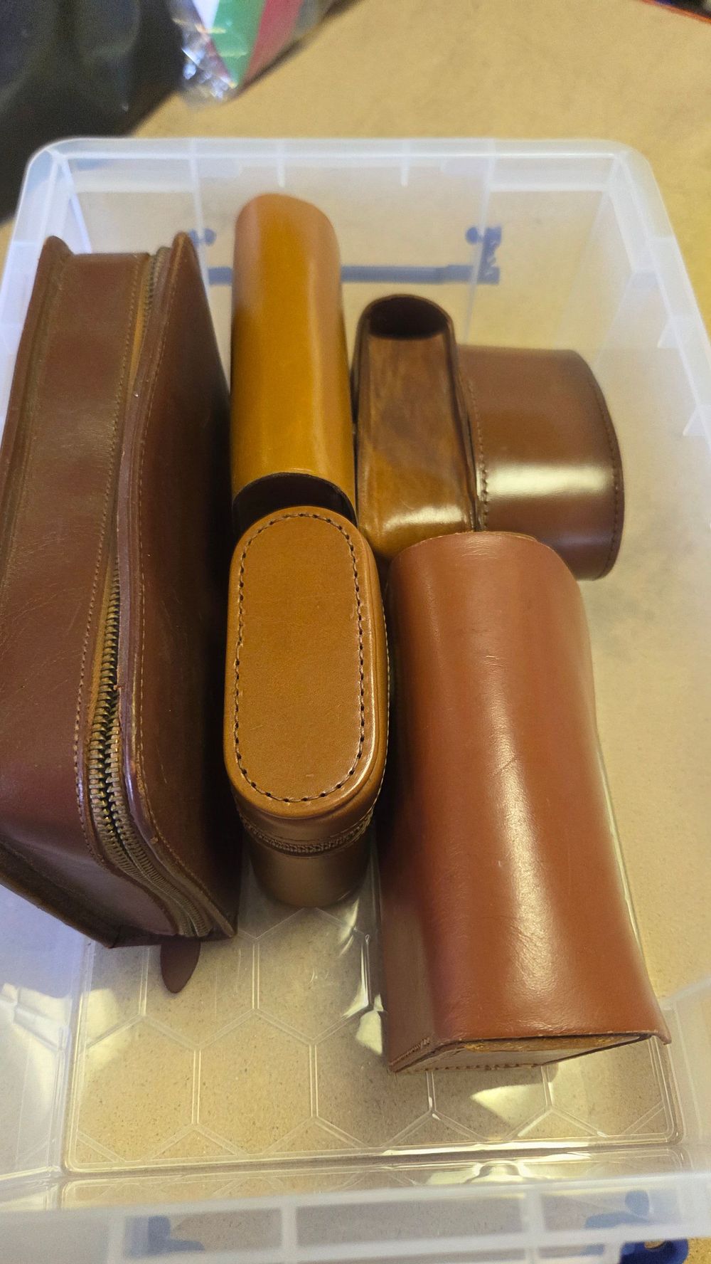 Lot 356 – A Collection of Vintage Leather Accessory and Equipment Cases
