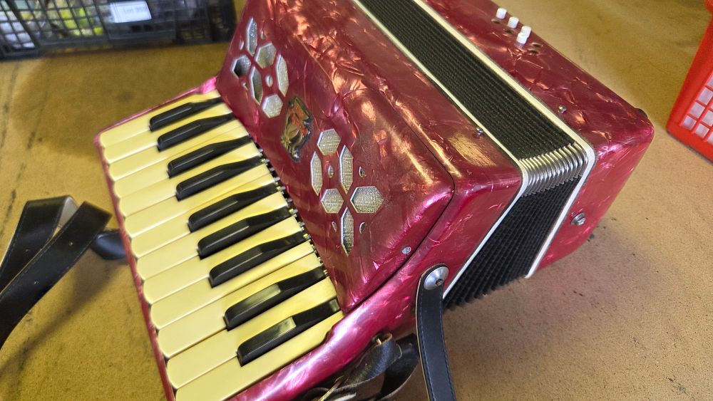 Lot 360 – Parrot 25-Key 8-Bass Student Piano Accordion in Red Pearloid