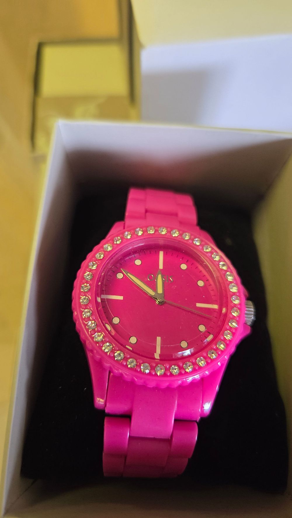 Lot 363 – Eight Ladies’ Oasis Pink Rhinestone-Set Fashion Wristwatches