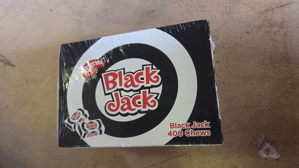 Lot 380 – Barratt Black Jack Aniseed Flavoured Chews Retail Display Box of 400 Pieces