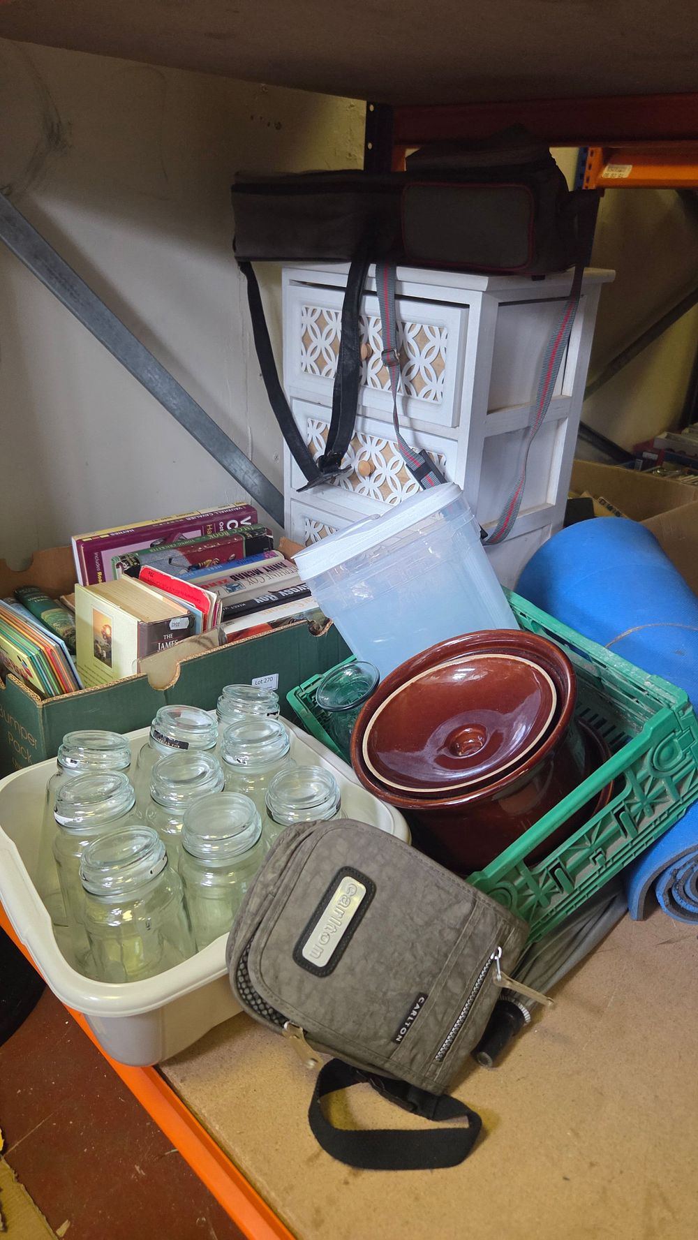 Lot 264 – An Assortment of Household Sundries, Kitchenware, and a Carlton Messenger Bag