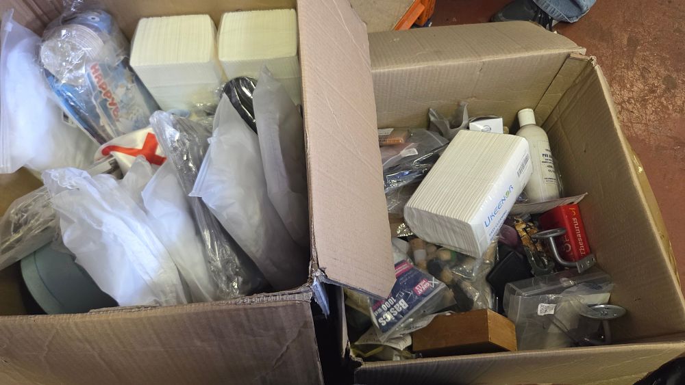 Lot 267 – Two Boxes of Miscellaneous Household Stationery Craft and Hardware Items