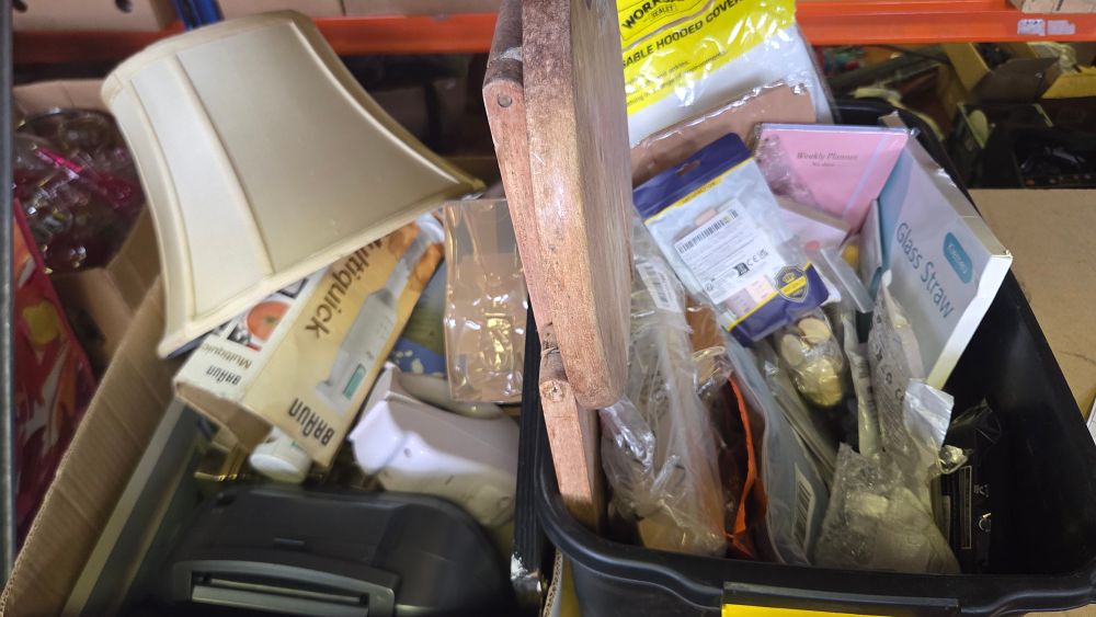 Lot 327 – Two boxes of Wholesale Household Goods, Kitchen Appliances, and Stationery