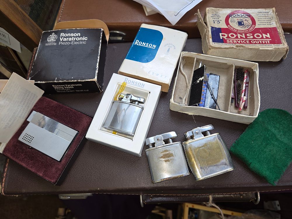 Lot 632 – A Collection of Vintage Ronson Pocket Lighters and Accessories