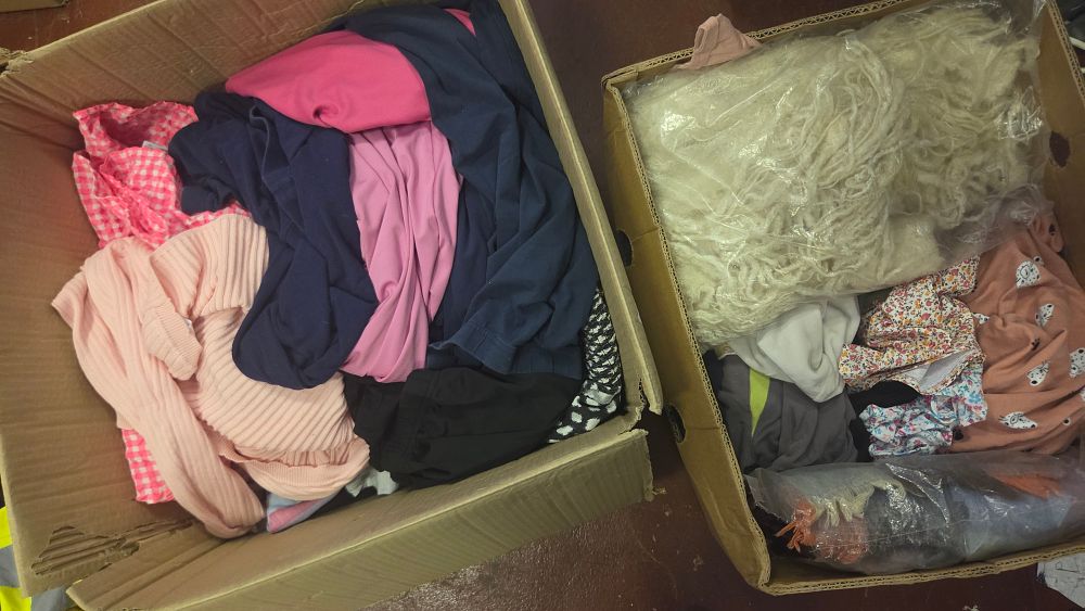 Lot 152 – Two Boxes of Assorted Clothing and Household Textiles