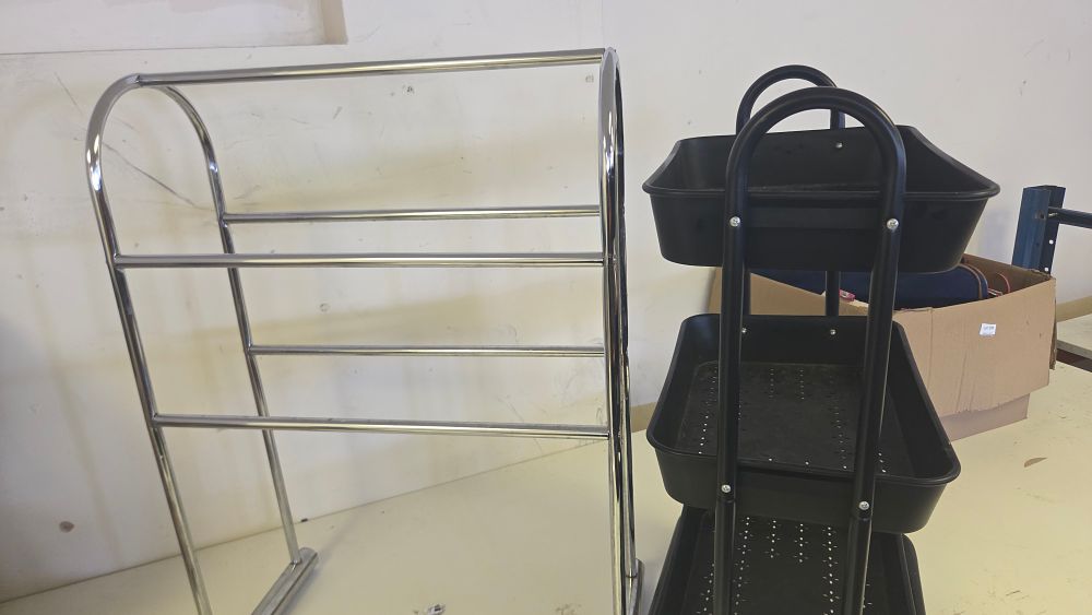 Lot 226 – Freestanding Towel Rack and a Three-Tier Rolling Cart
