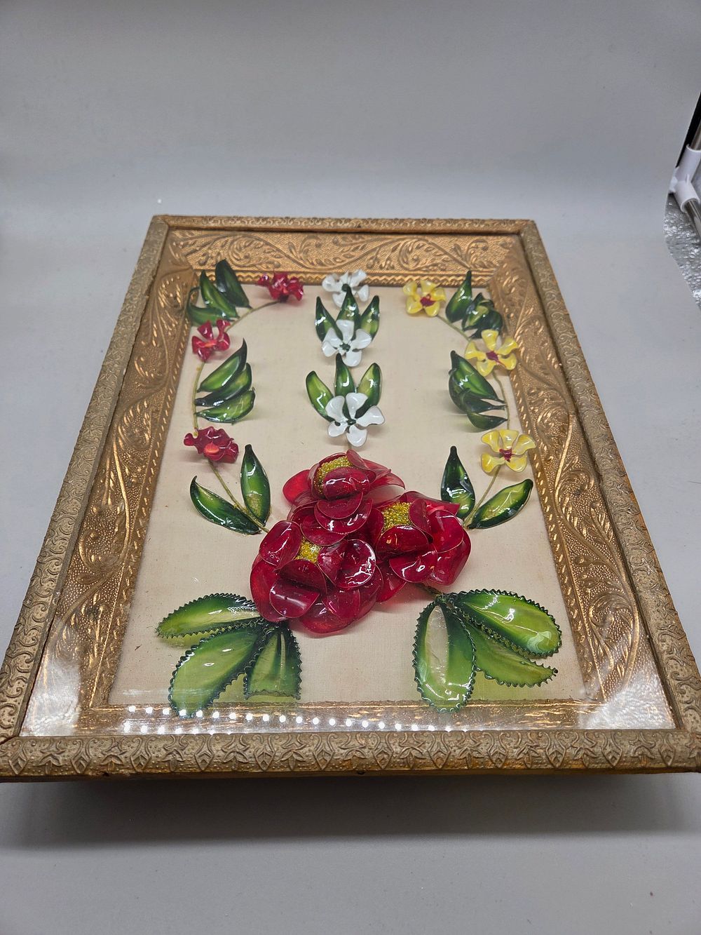 Lot 181 – Mid-20th Century South Asian 3D Resin Floral Shadow Box Wall Hanging