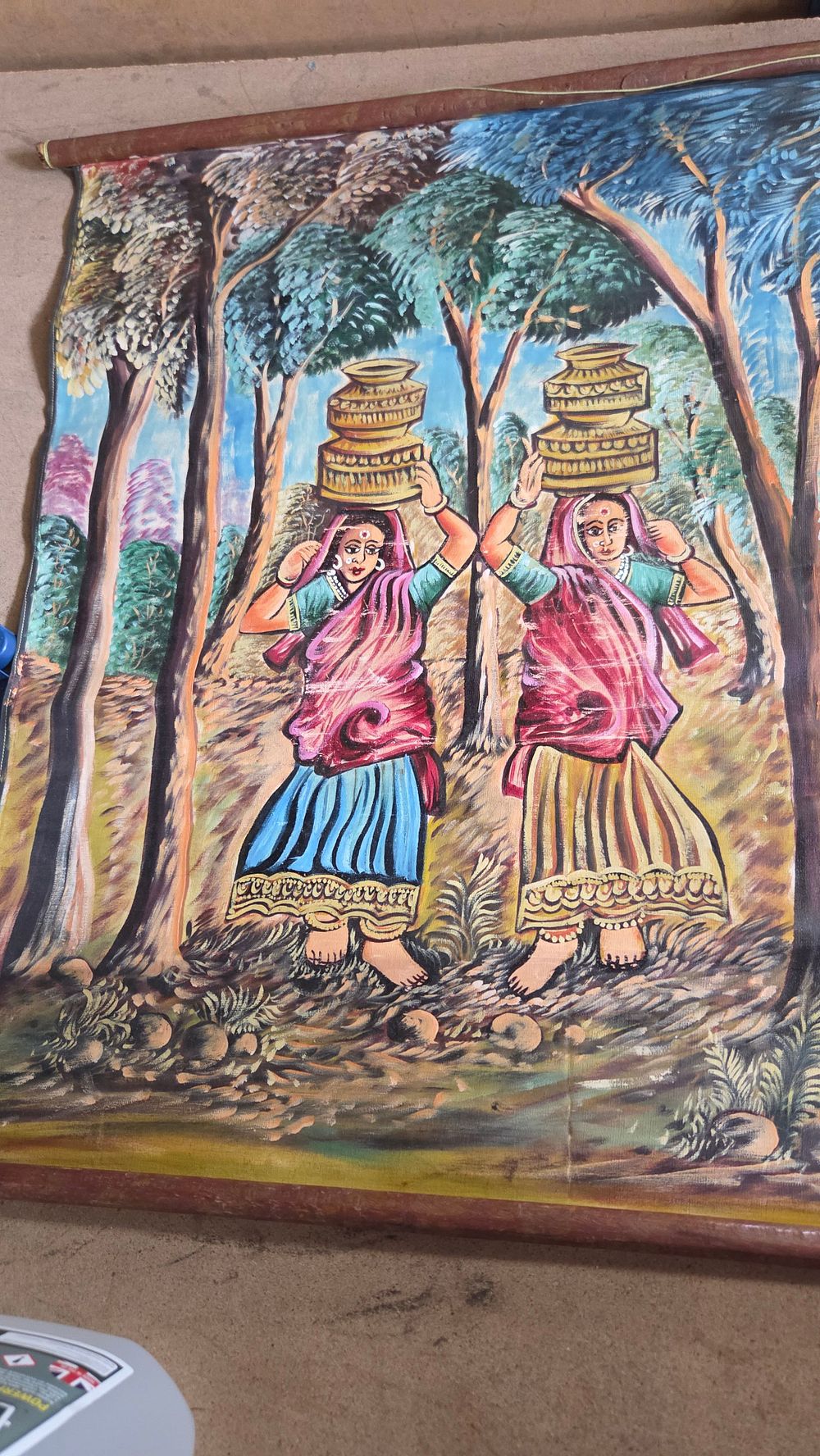 Lot 317 – Indian School, An Indian Folk Art Painting on Fabric Hanging Scroll
