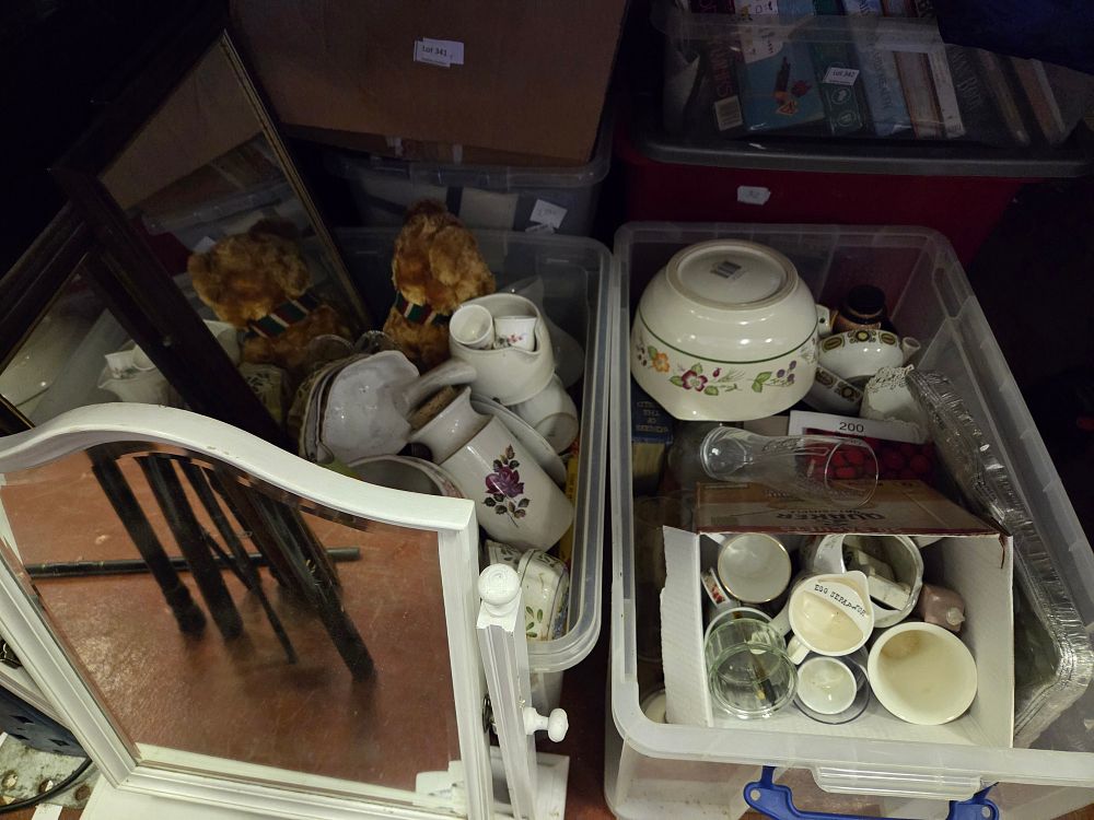 Lot 343 – An Assortment of Domestic Items and Collectibles including a Swing Mirror and Ceramic Wares