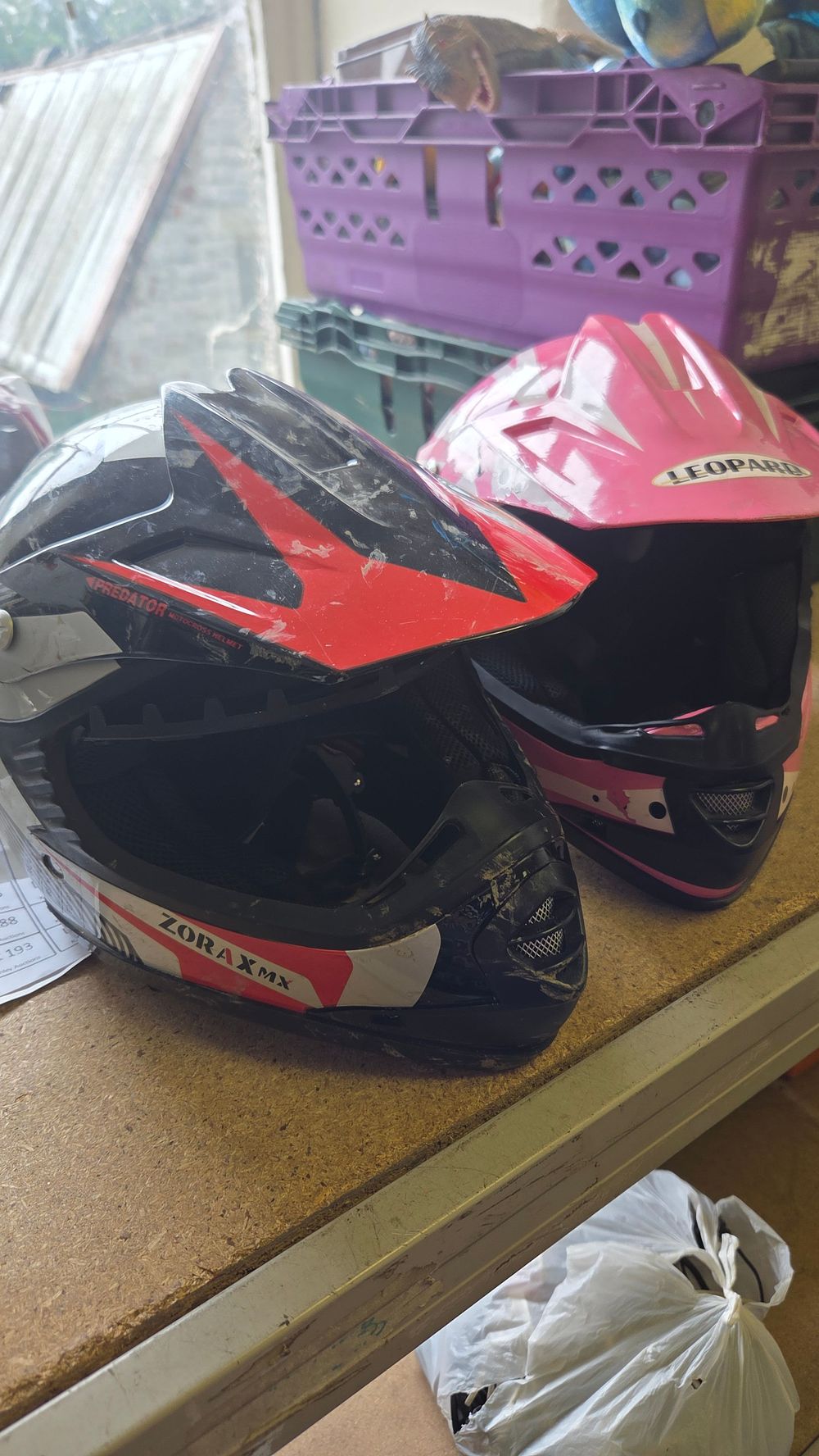 Lot 430 – Two Adult Motocross Helmets including Zoraxmx and Leopard Examples