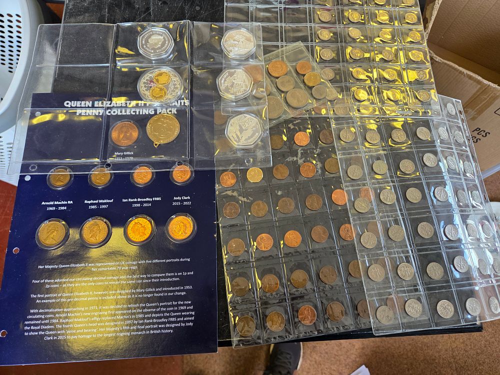 Lot 602 – A Collection of UK Decimal and Pre-decimal Coins Including Commemorative 50p Pieces and a Queen Elizabeth II Portrait Set