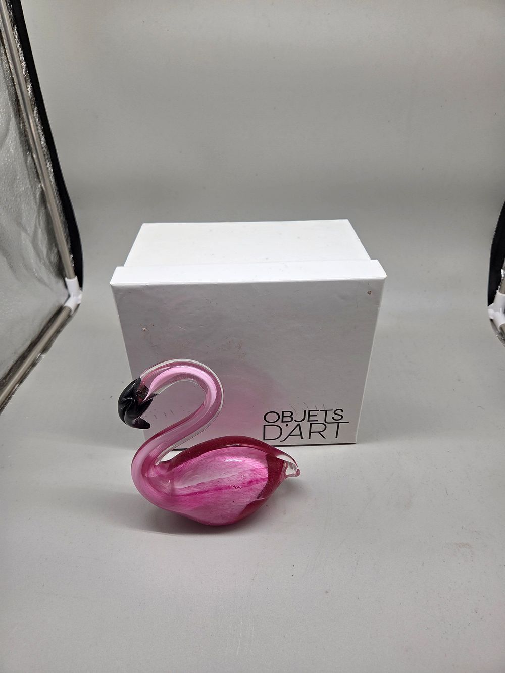 Lot 628 – An Objets D’Art Glass Flamingo Figurine