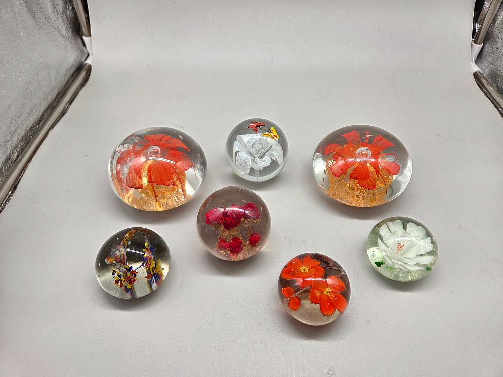 Lot 636 – A Collection of Art Glass Floral and Abstract Paperweights