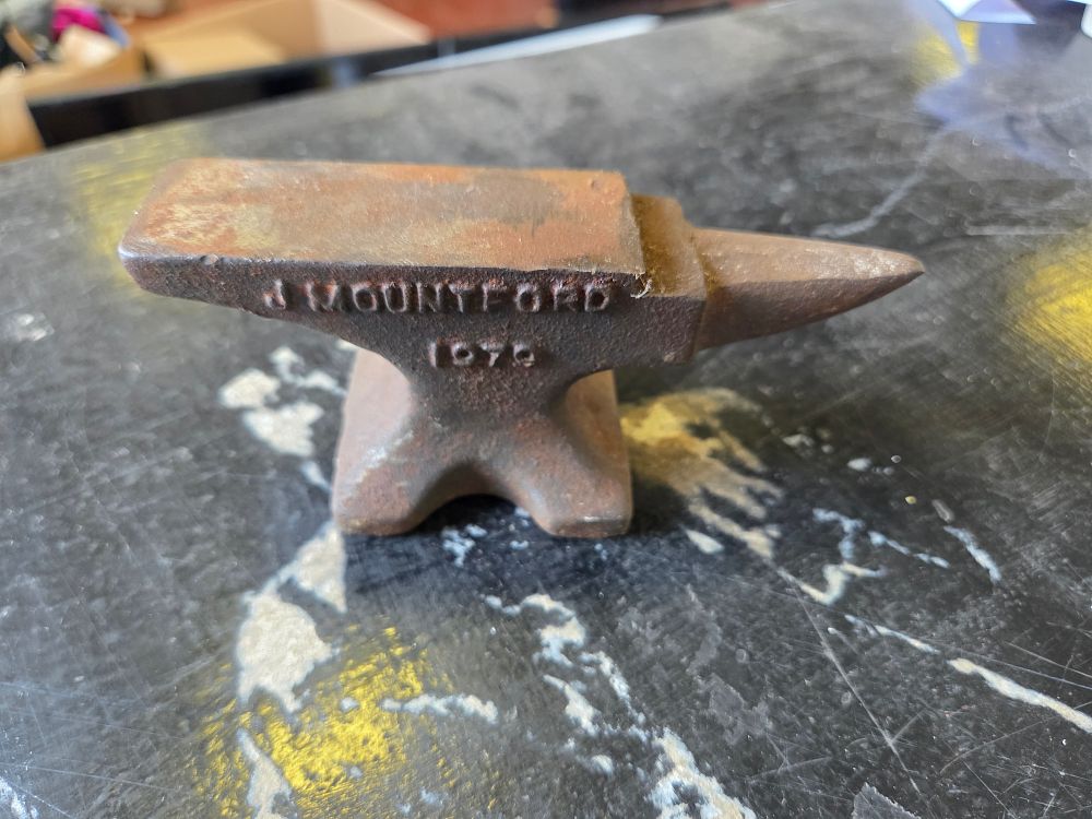 Lot 647 – A J. Mountford Small Cast Steel Bench Anvil dated 1979