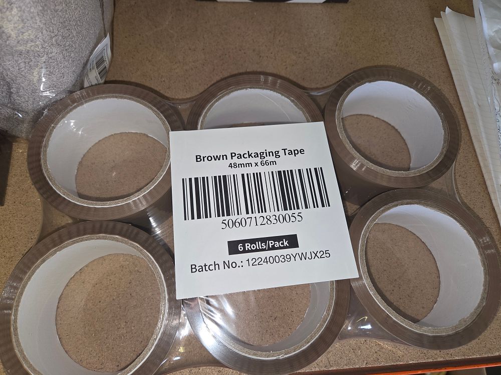 Lot 255 – A Pack of Six Rolls of Brown Packaging Tape 48mm x 66m