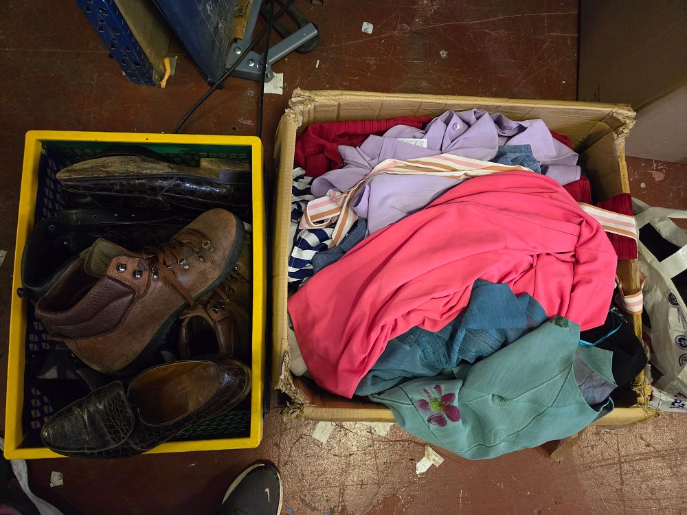 Lot 308 – Two Boxes of Men’s Footwear and Mixed Clothing Including Barker Loafers