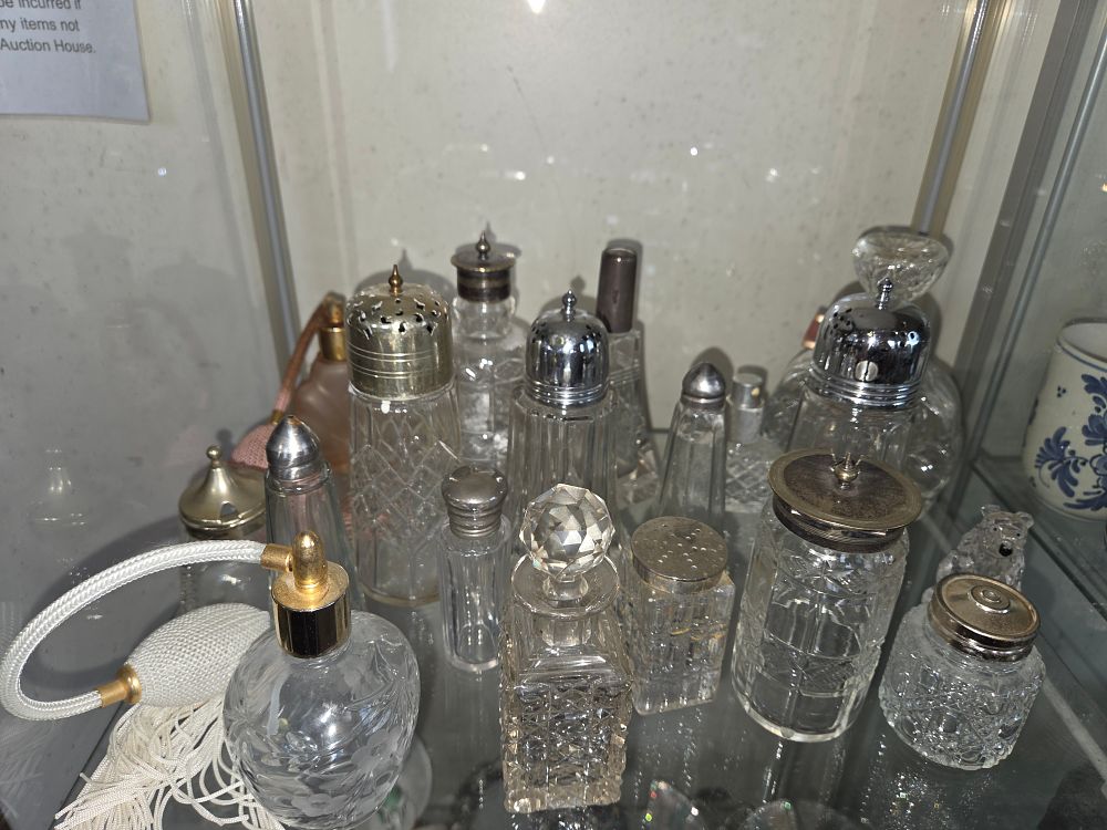 Lot 600 – A Collection of Antique and Vintage Cut Glass Scent Bottles and Dressing Table Jars