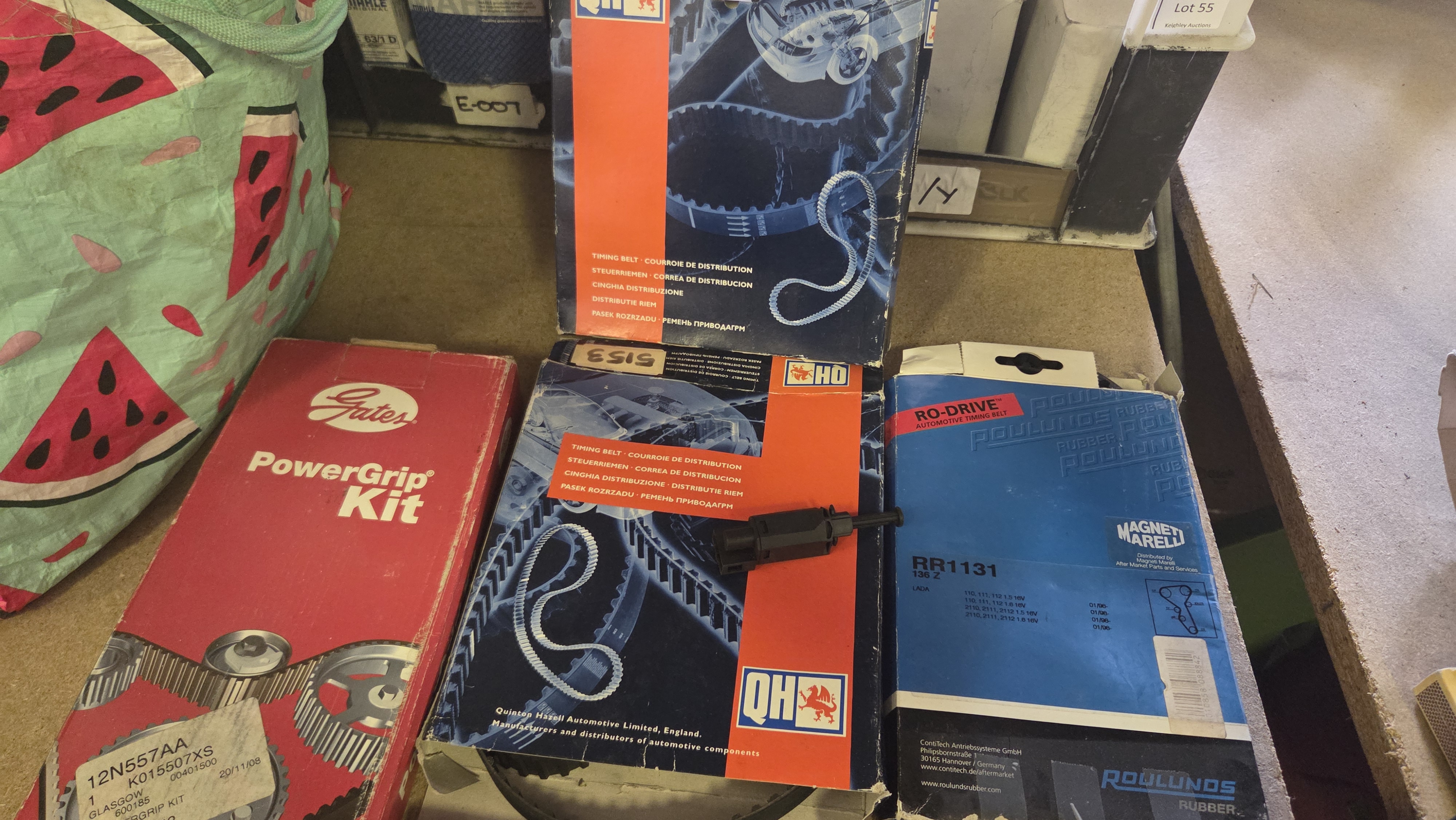 A Collection of Automotive Timing Belt Kits and Components Including Gates, Quinton Hazell, and Magneti Marelli