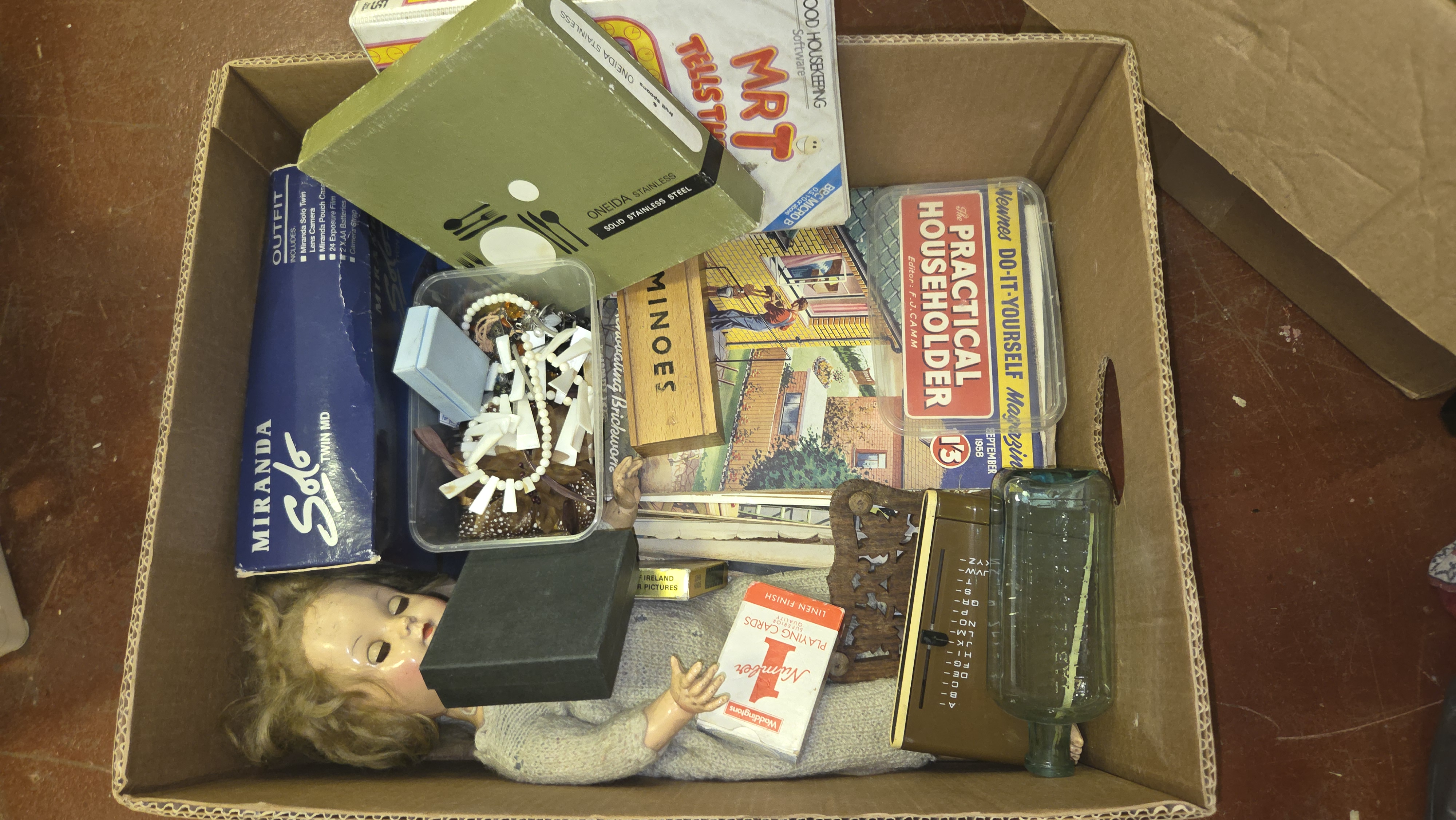A Collection of Vintage Household Items, Ephemera, Toys, and Costume Jewellery