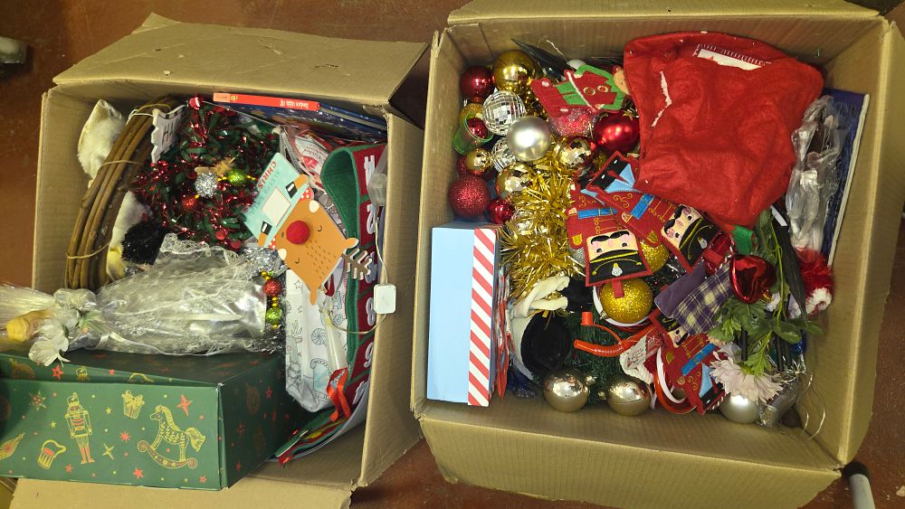 Lot 154 – Two Boxes of Christmas Decorations and Seasonal Festive Ornaments