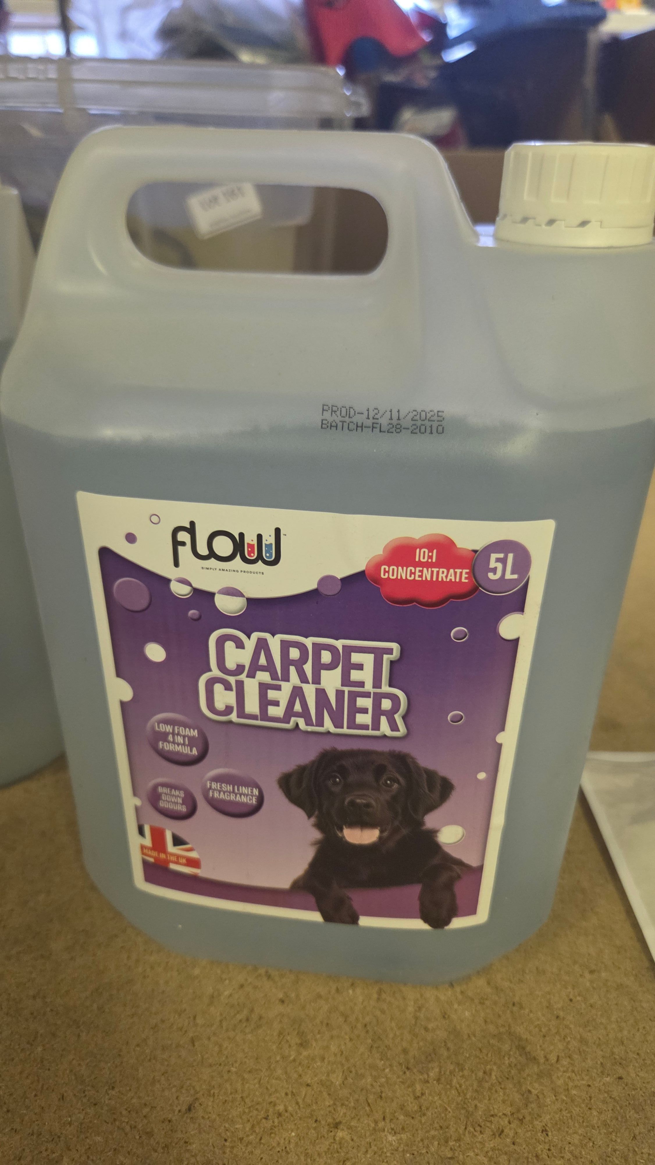 A 5-Litre Container of Flow Pet Magic Carpet Cleaner Concentrate