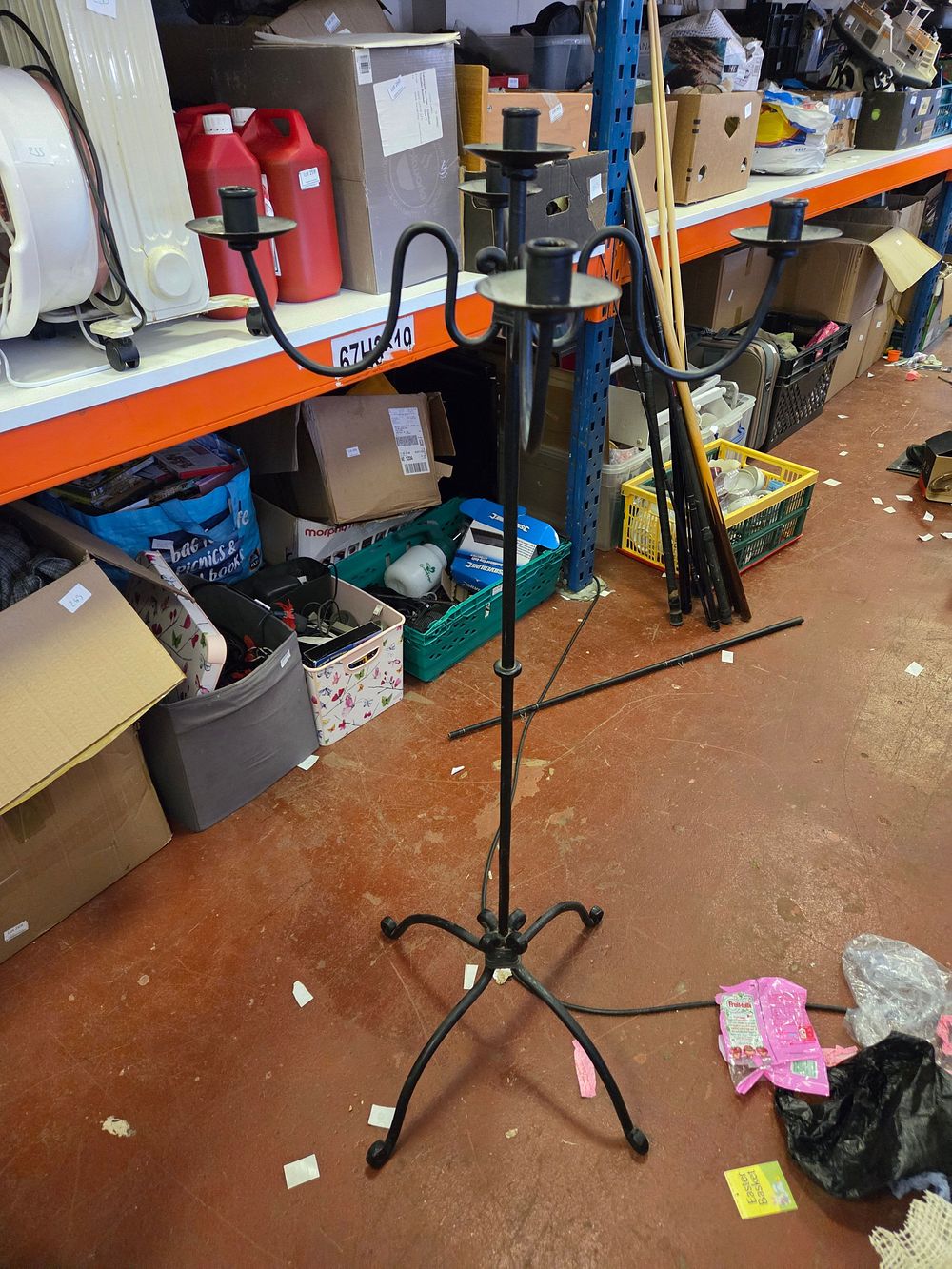 Lot 162 – A Floor-Standing Painted Metal Four-Light Candelabra