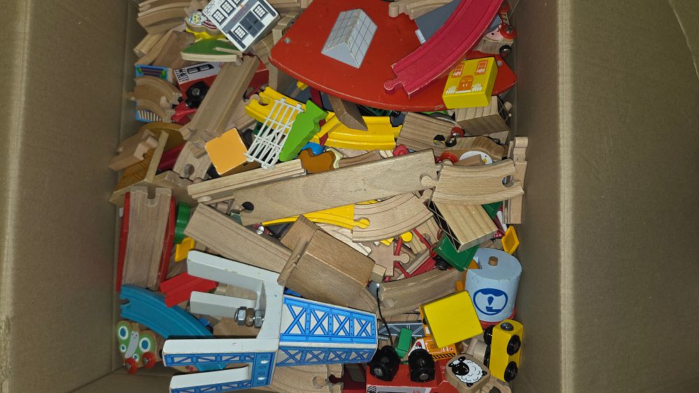 Lot 220 – A Collection of Wooden Railway Tracks and Accessories
