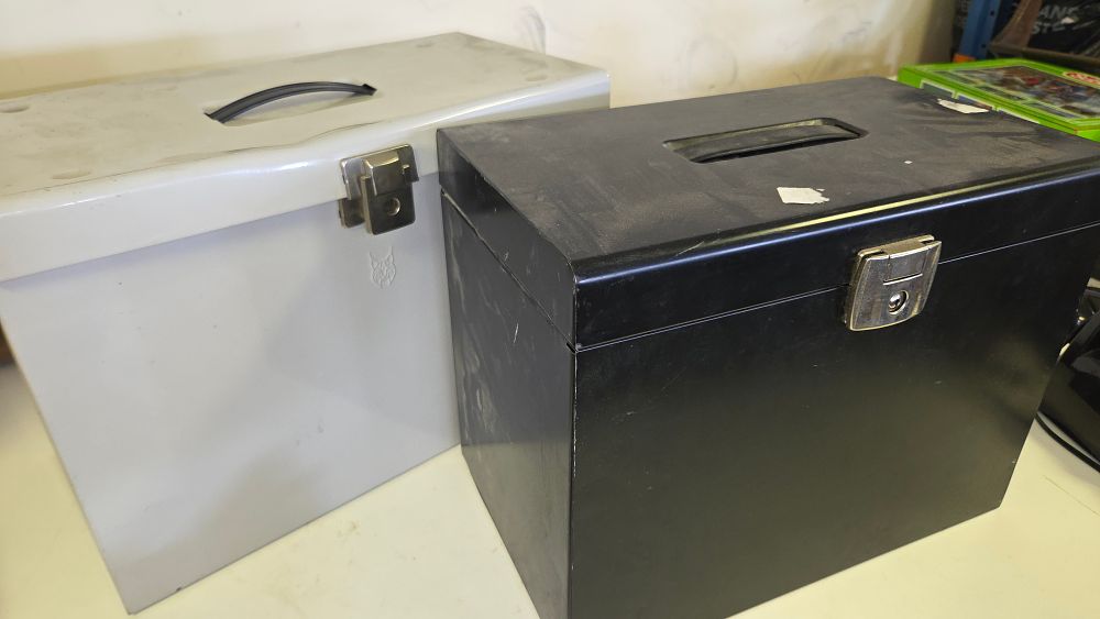 Lot 258 – Two Mid-20th Century Industrial Metal Filing Boxes including Lynx