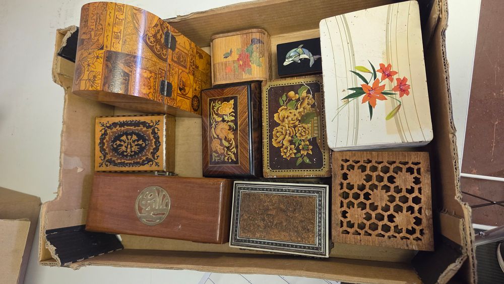 Lot 305 – A Collection of Decorative Wooden and Composite Boxes