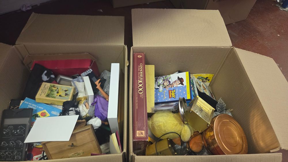 Lot 213 – Two Boxes of Miscellaneous Collectables and Household Items