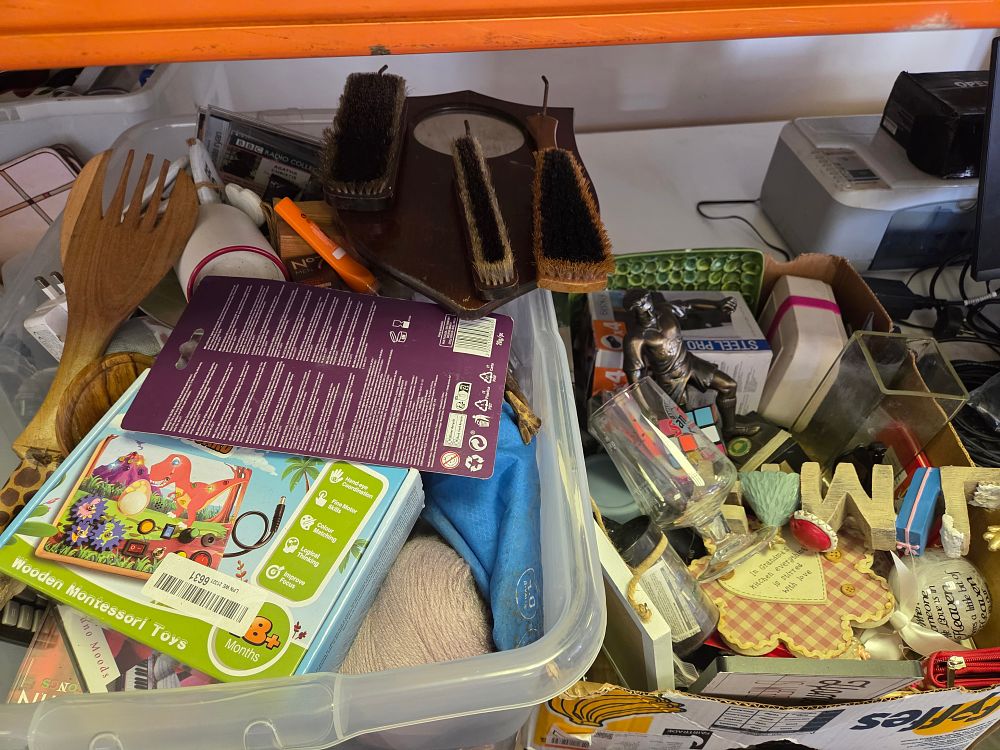 Lot 246 – Two boxes of Miscellaneous Household Items, Children’s Toys, and Decorative Objects