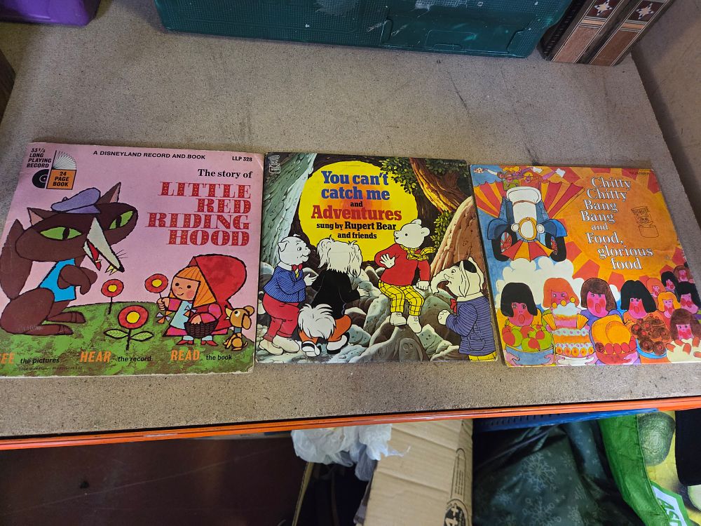 Lot 307 – A Trio of Vintage Children’s 7-inch Vinyl Record and Book Sets including Disneyland and Rupert Bear