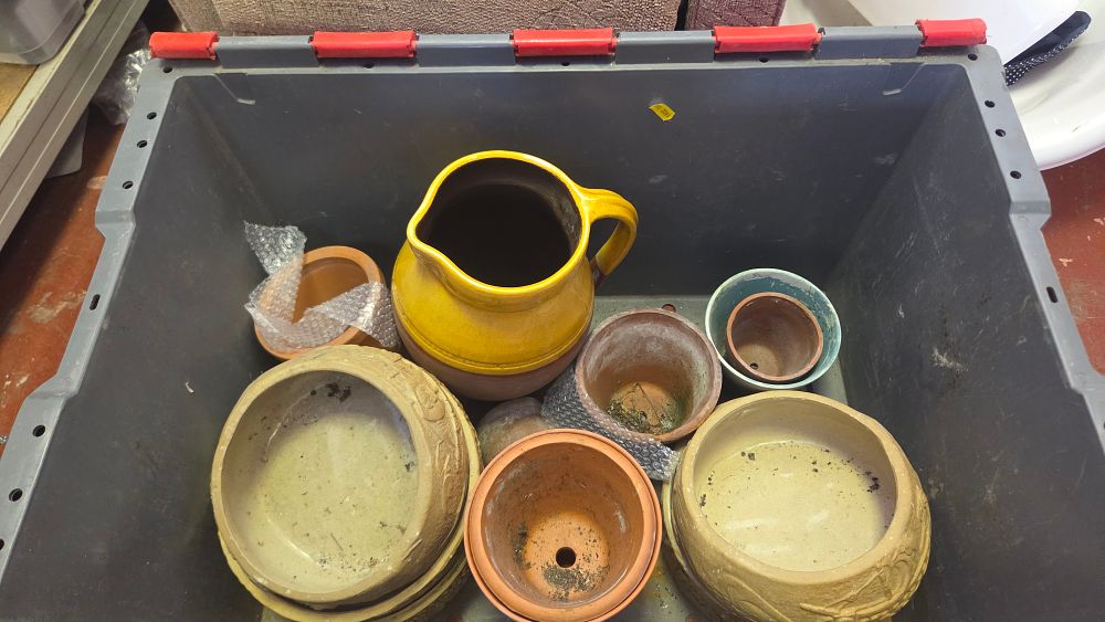 Lot 381 – An Assortment of Glazed and Unglazed Ceramic Garden Planters and a Pitcher