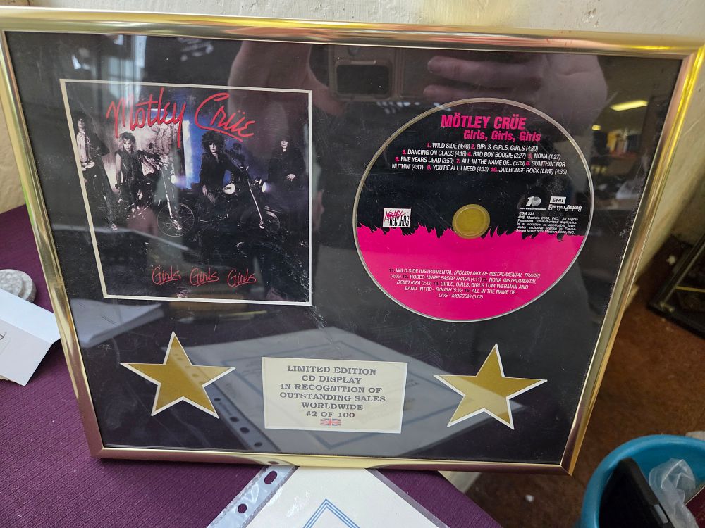 Lot 634 – Mötley Crüe Girls Girls Girls Limited Edition Framed CD Display