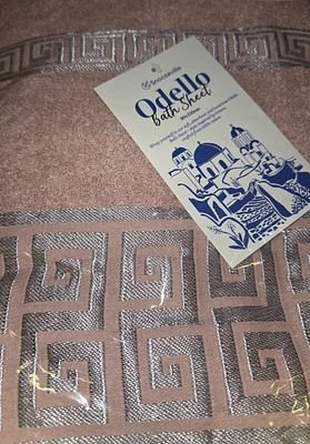 3 Snoozeville Odello Cotton Bath Sheet in Dusty Pink with Greek Key Pattern Border