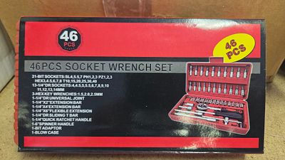 A 46-Piece 1/4 Inch Drive Socket and Bit Wrench Set