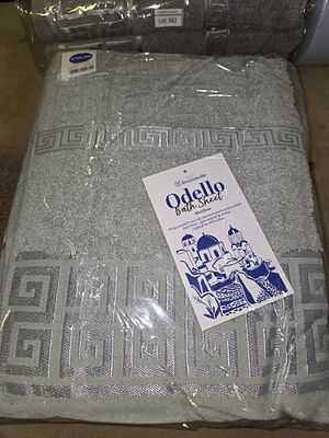 3 Snoozeville Odello Cotton Bath Sheets with Greek Key Border Pattern