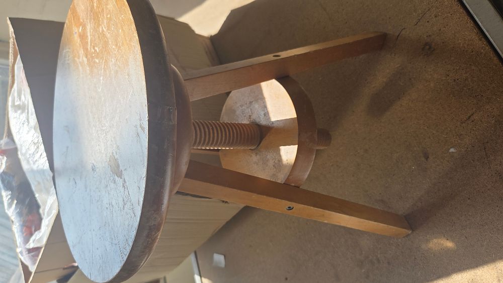Lot 167 – Mid-20th Century Adjustable Beech Industrial Tripod Stool