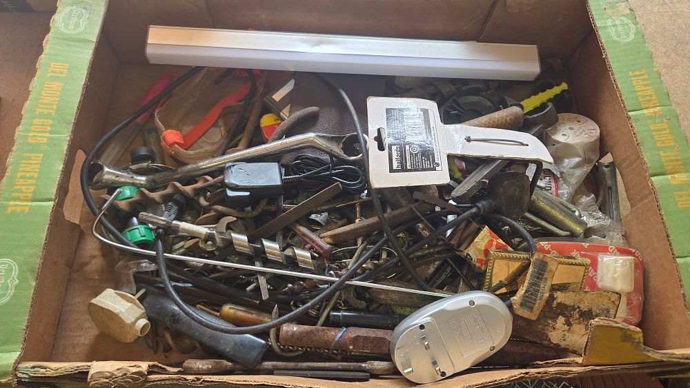 Lot 203 – An Assortment of Mixed Hand Tools and Household Electrical Sundries