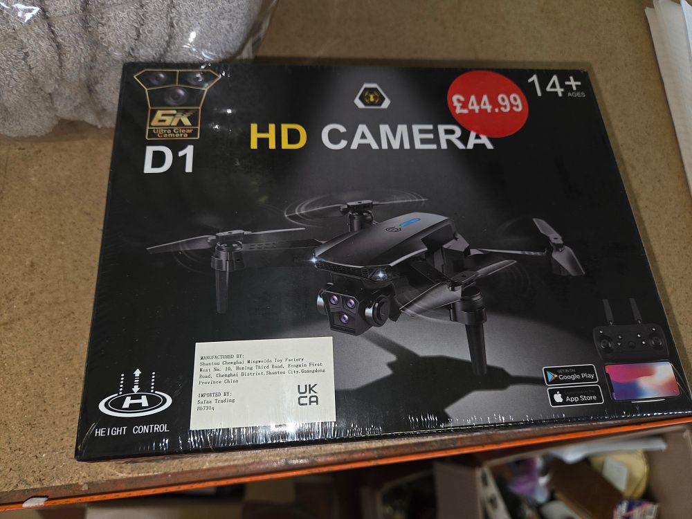 Lot 155 – D1 HD Camera Folding Quadcopter Drone in Original Packaging