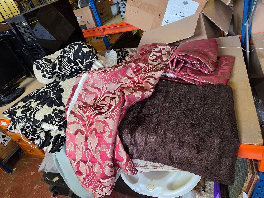 Lot 297 – A Collection of Assorted Curtain Panels and a Plush Throw