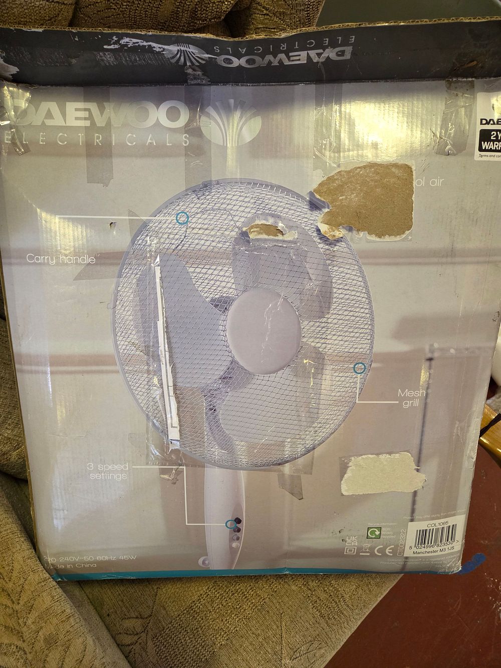 Lot 333 – Daewoo Electricals 3-Speed Fan Model CT02322 w/o